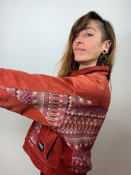 Chaqueta de pana terracota combinada