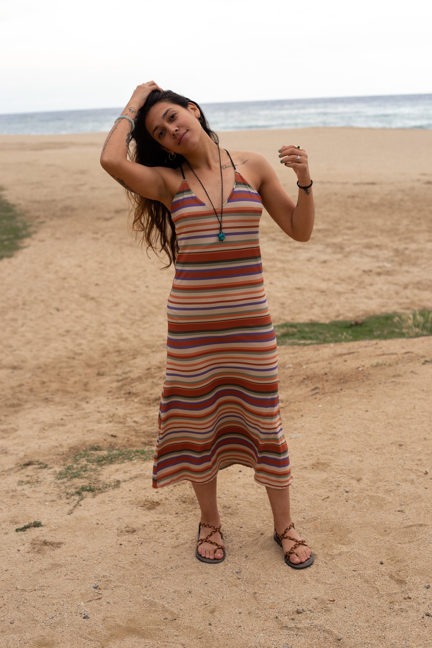 Vestido midi stripped