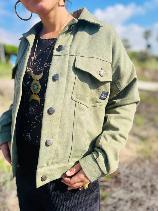 Chaqueta Sarga Verde/lila