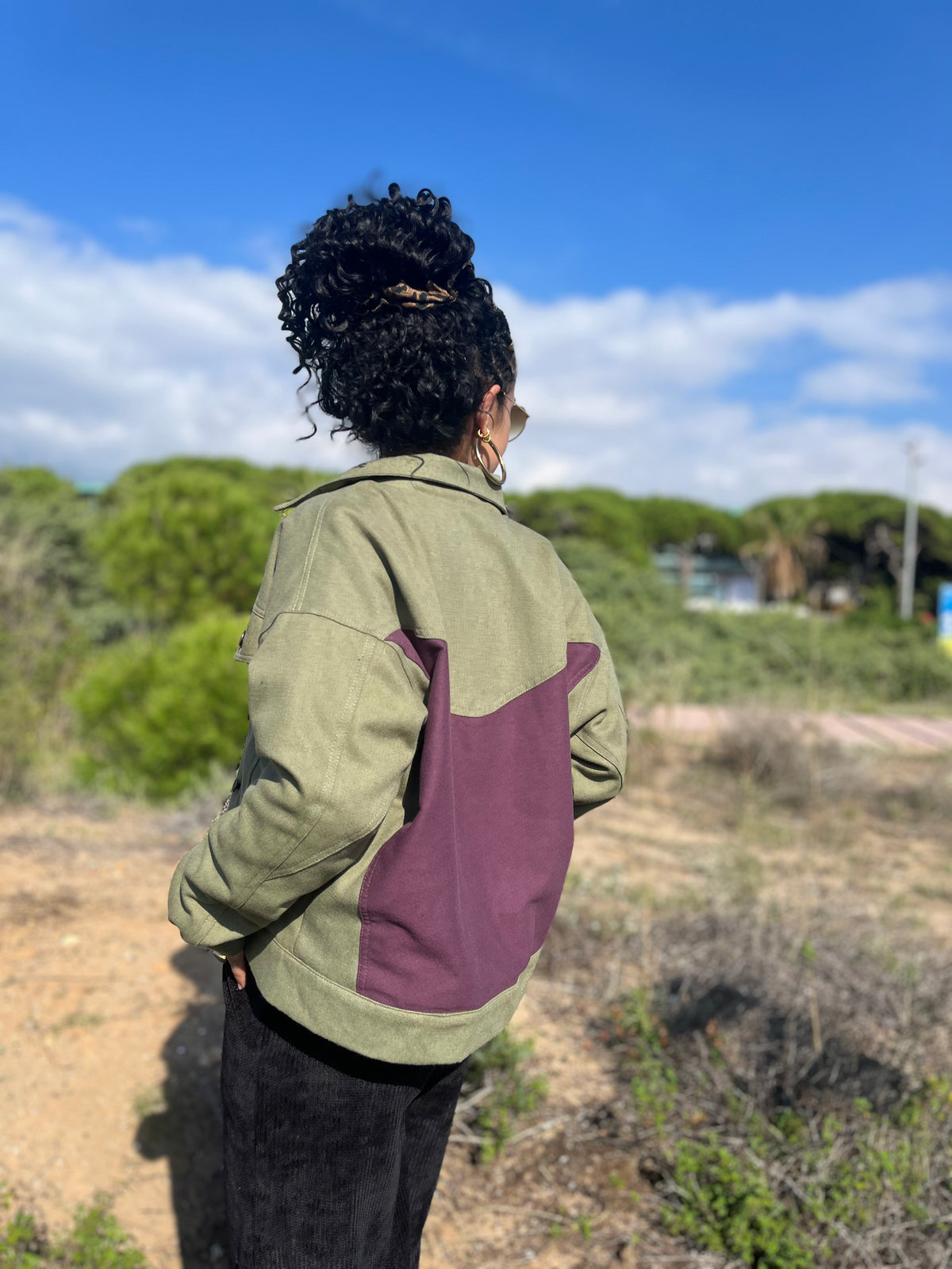 Chaqueta Sarga Verde/lila