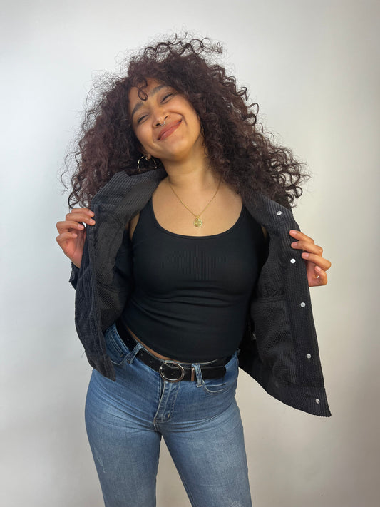 Chaqueta negra pana (customizable)