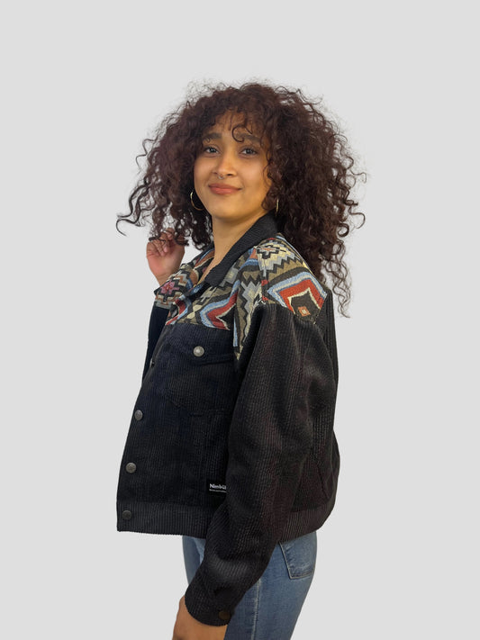 Chaqueta Etnic negra pana