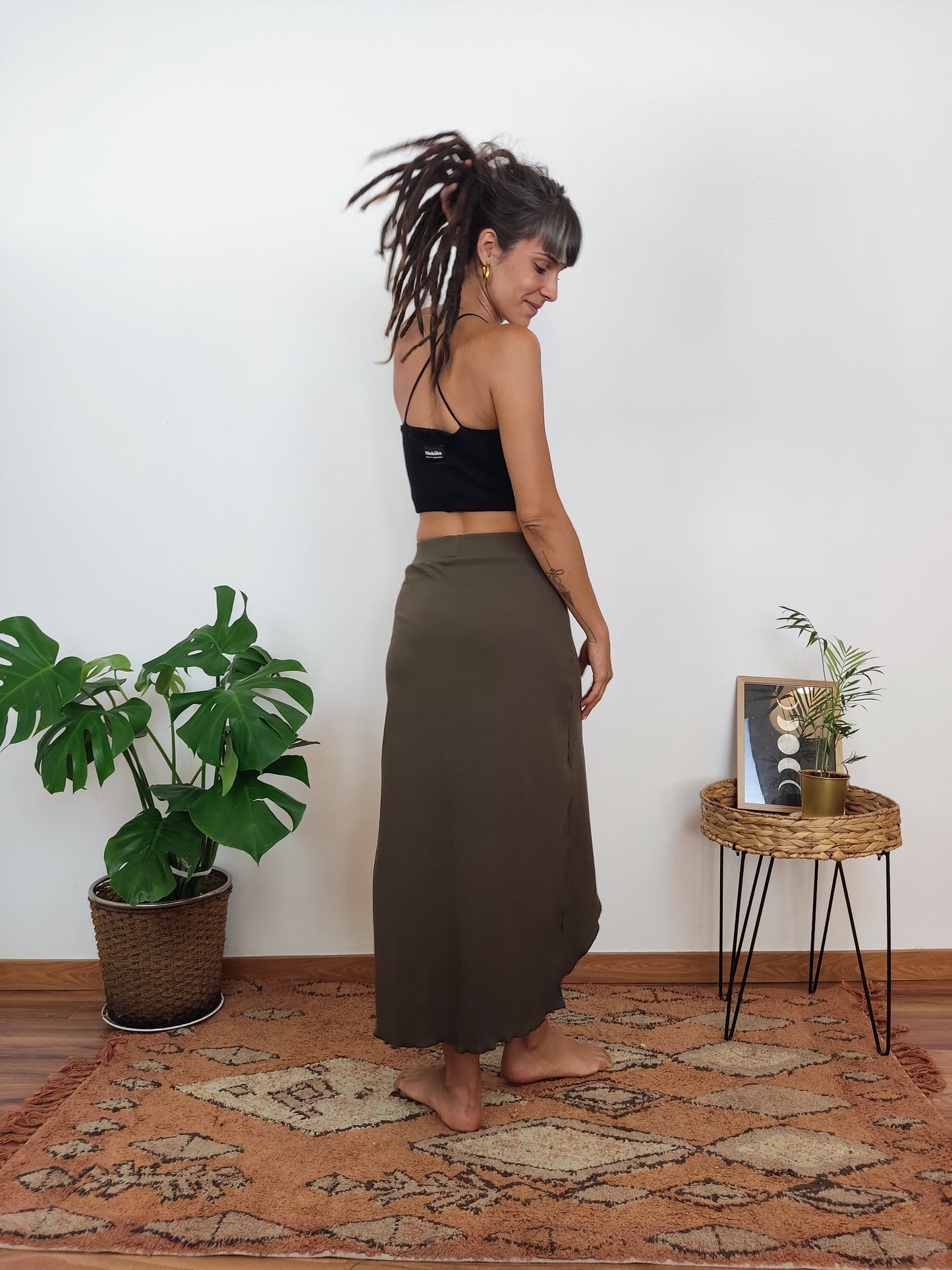 Falda gypsy verde caqui