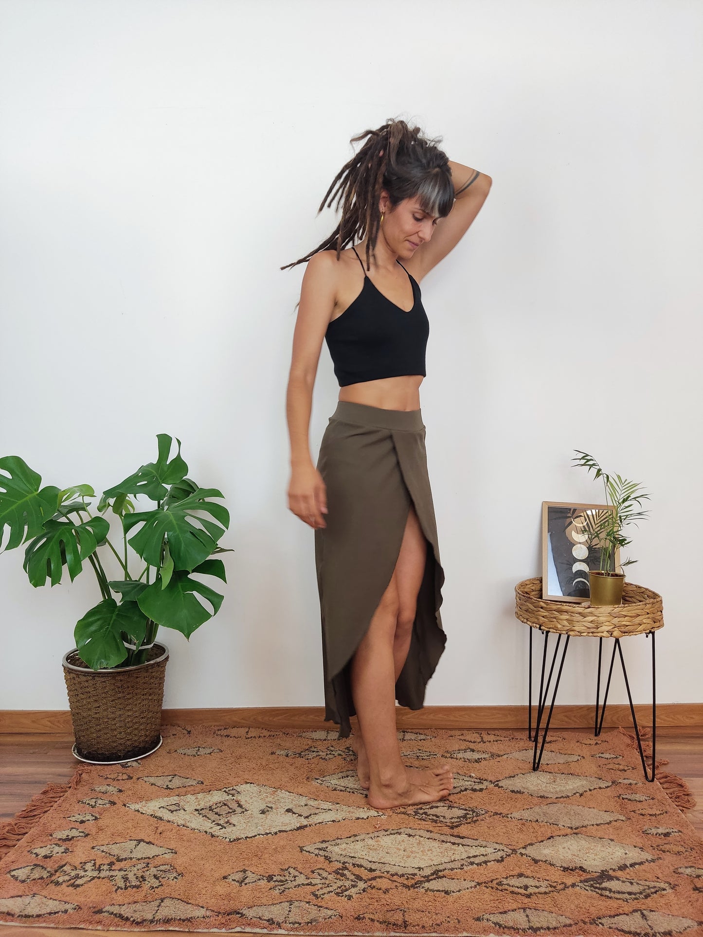 Falda gypsy verde caqui