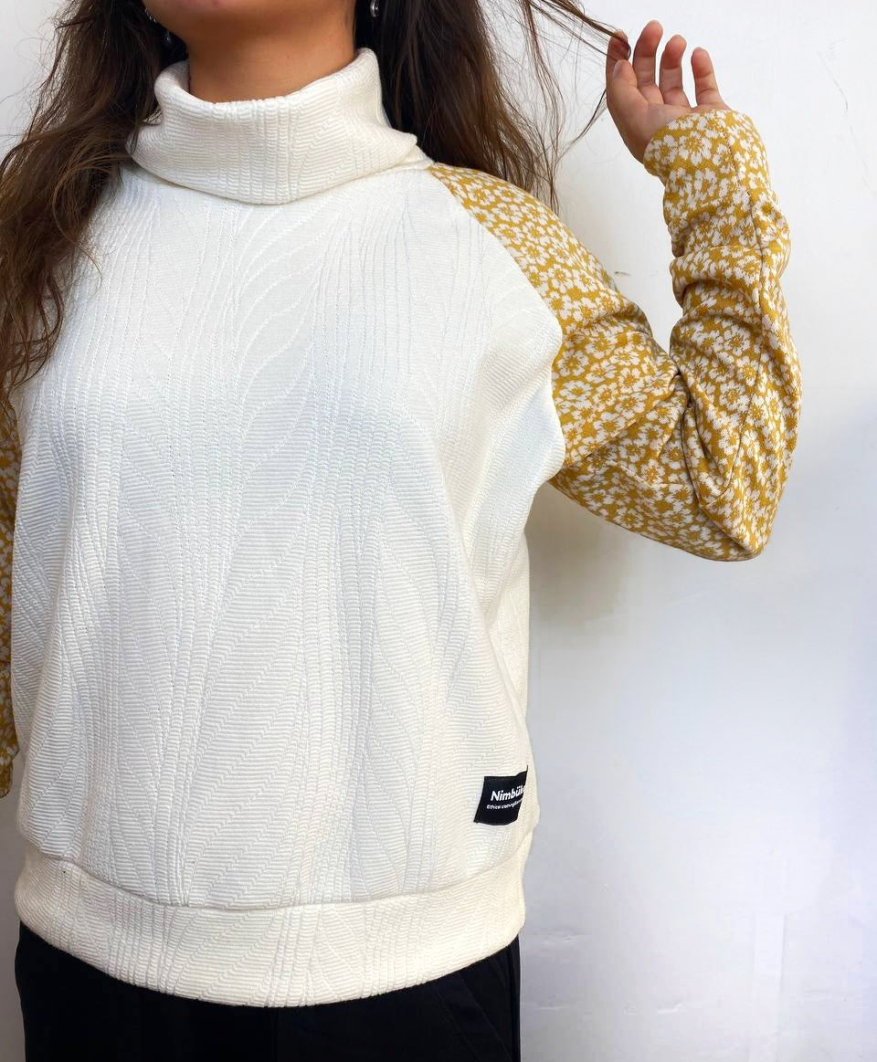 Sudadera mangas Flores & mostaza