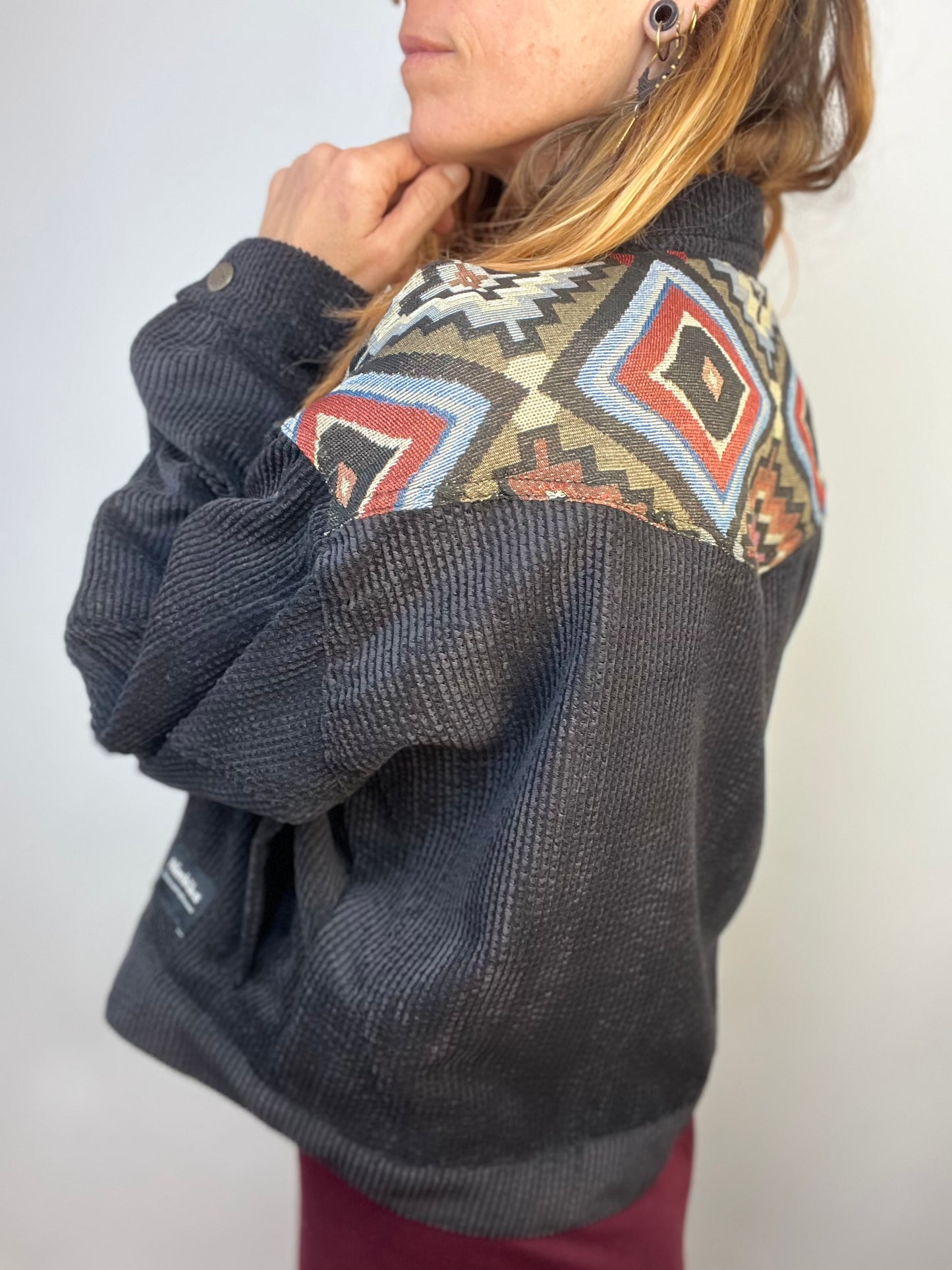 Chaqueta Etnic negra pana