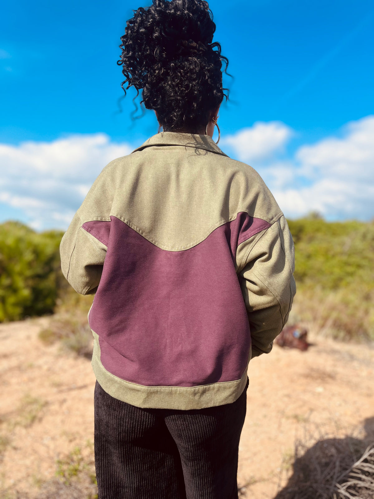 Chaqueta Sarga Verde/lila
