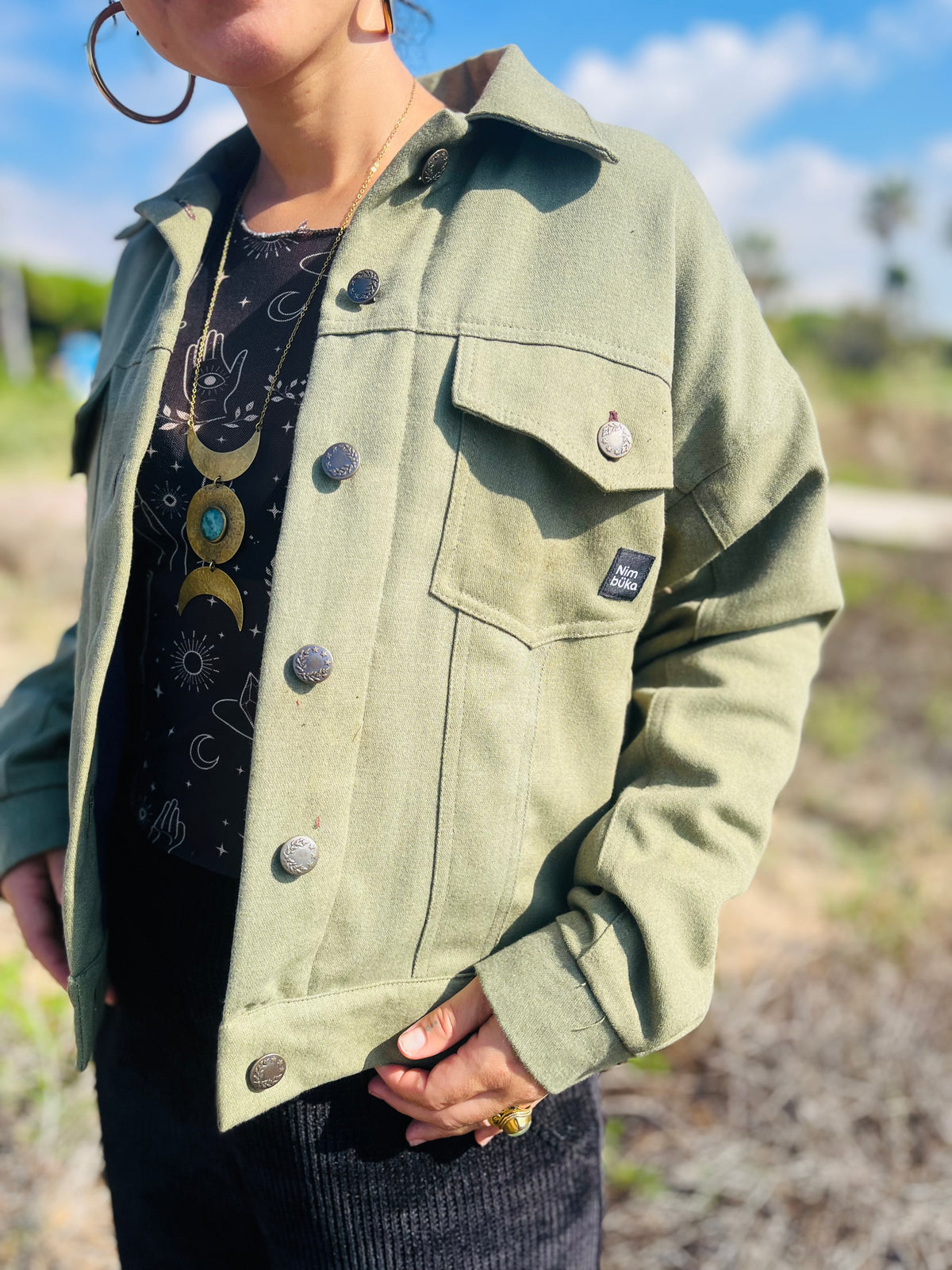 Chaqueta Sarga Verde/lila