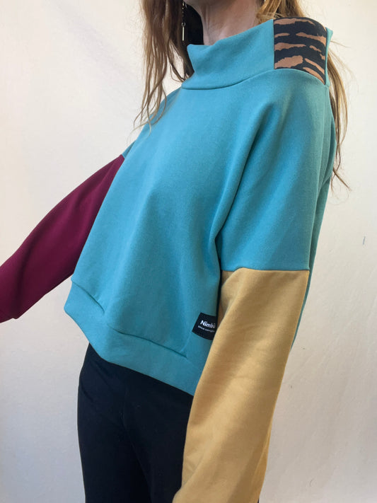Jersey turquesa/frambuesa/tierra