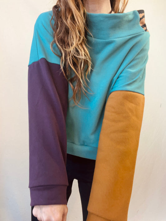 Jersey turquesa/lila/tierra