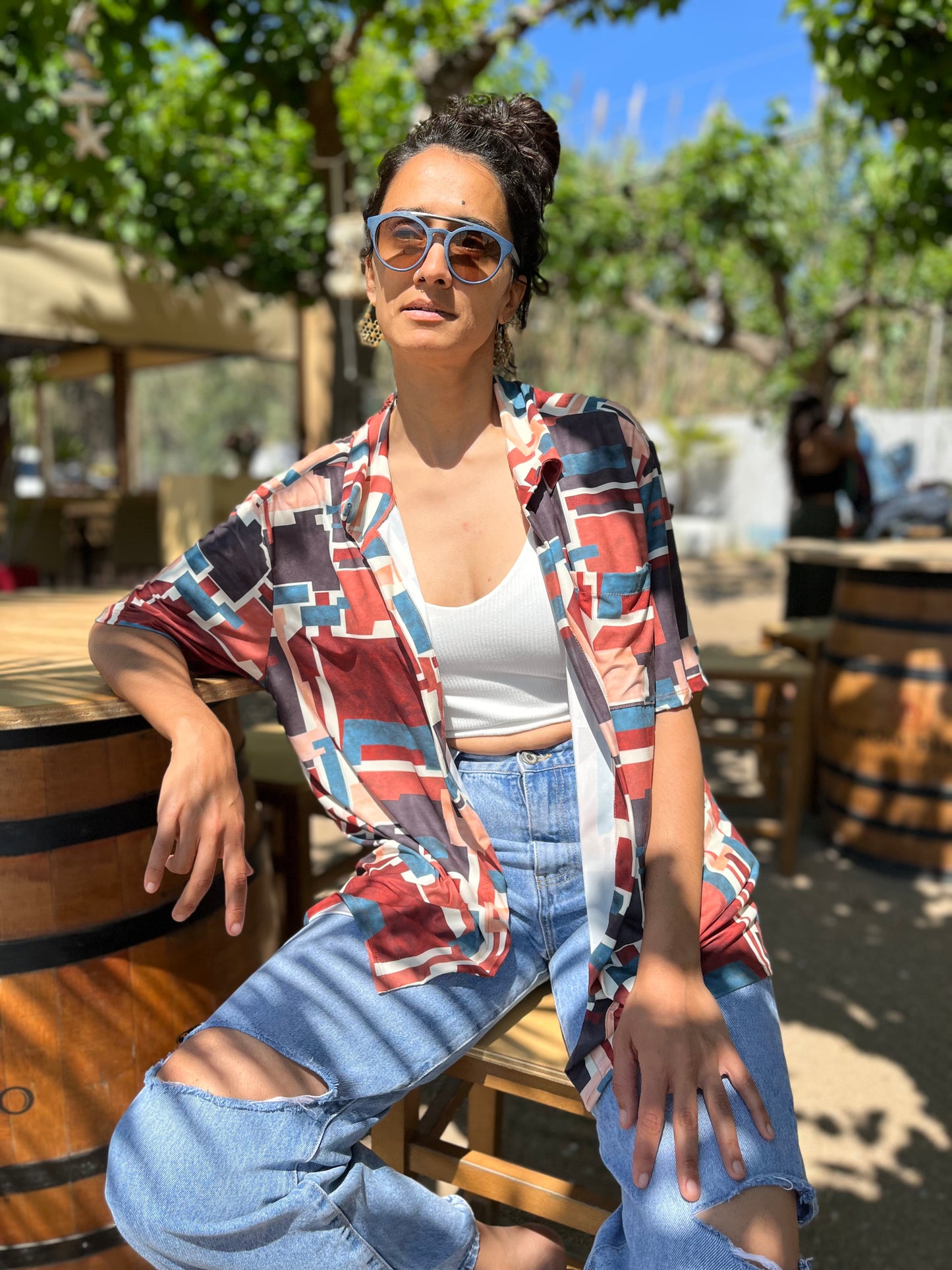 Camisa estampado vintage tierra