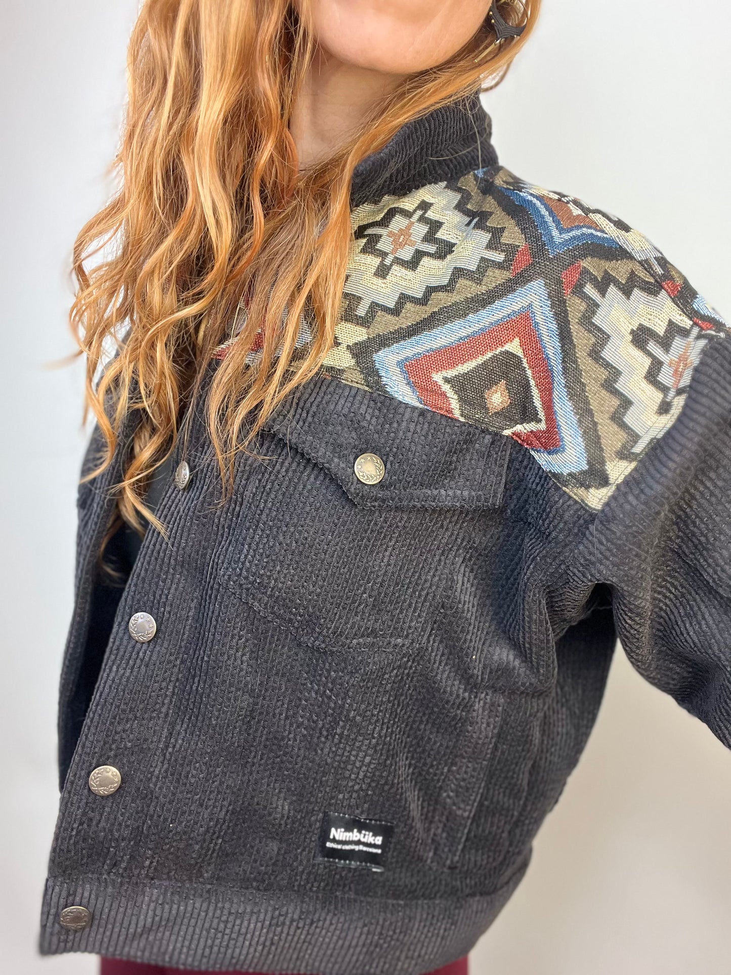 Chaqueta Etnic negra pana