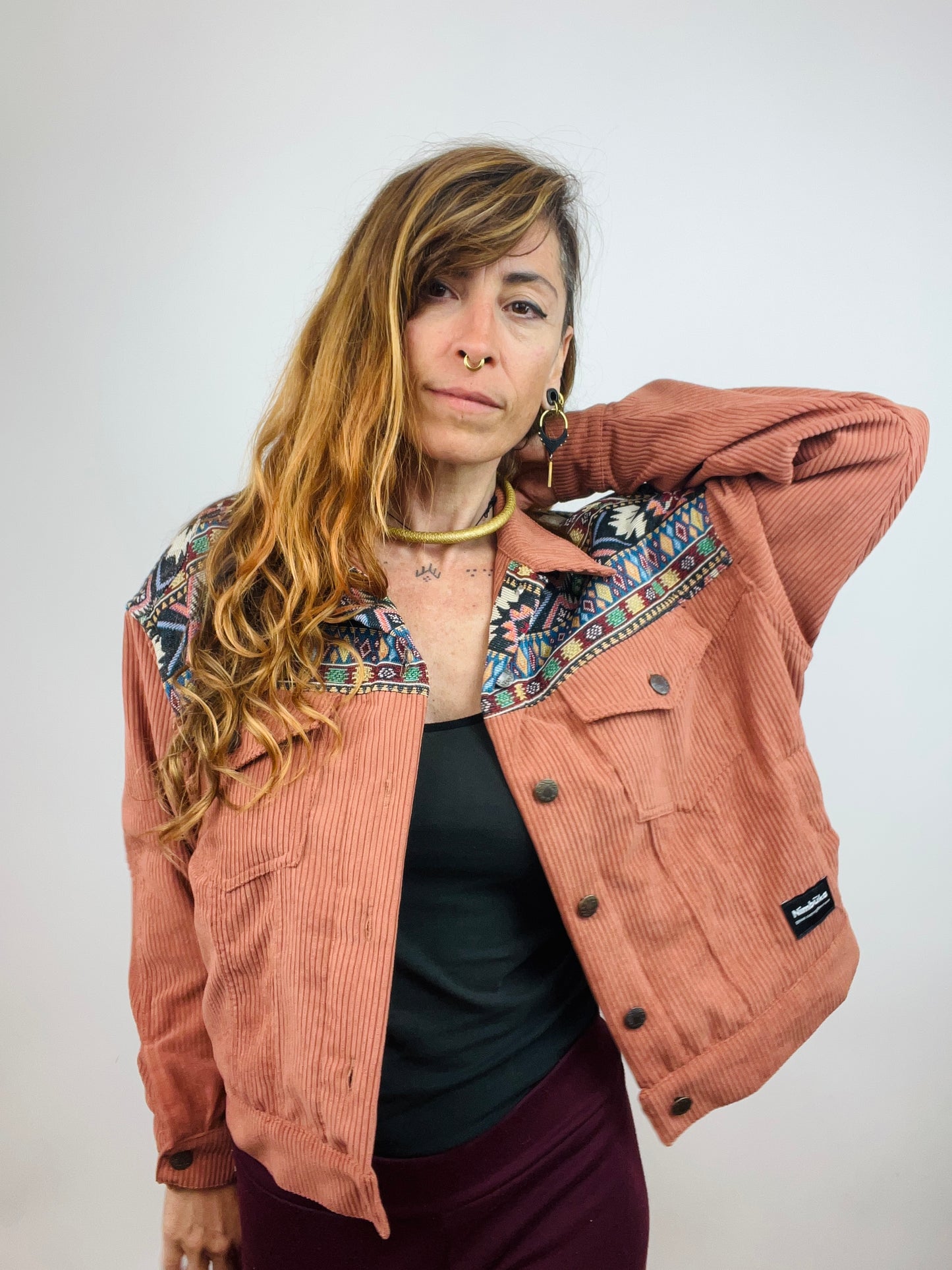 Chaqueta Etnic tierra pana