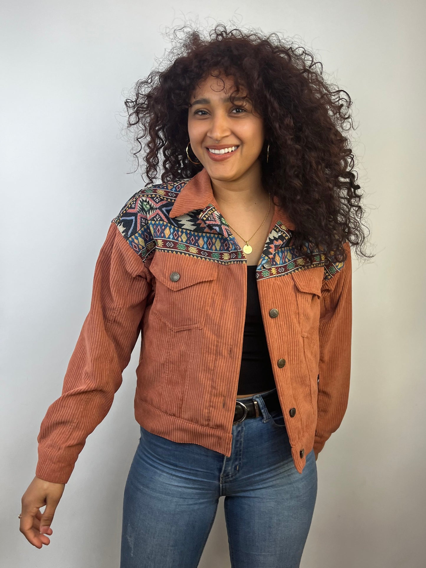 Chaqueta Etnic tierra pana