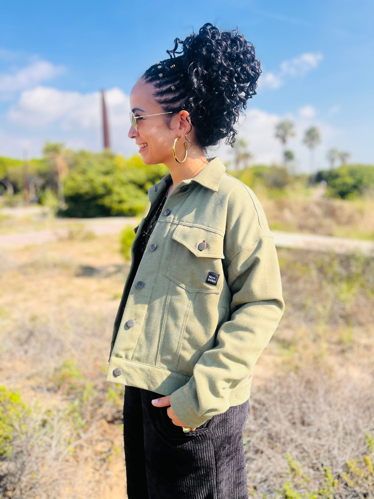 Chaqueta Sarga Verde/lila