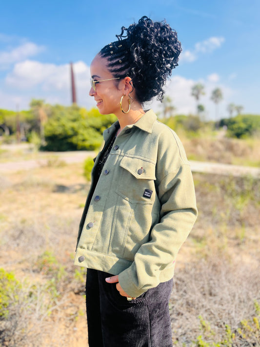 Chaqueta Sarga Verde/lila