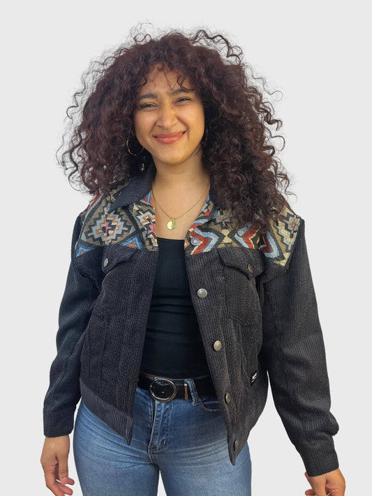 Chaqueta Etnic negra pana