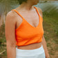 Crop top canalé Orange