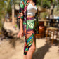 Conjunto falda y camisa tropical green