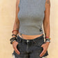 Camiseta gris cuello mao